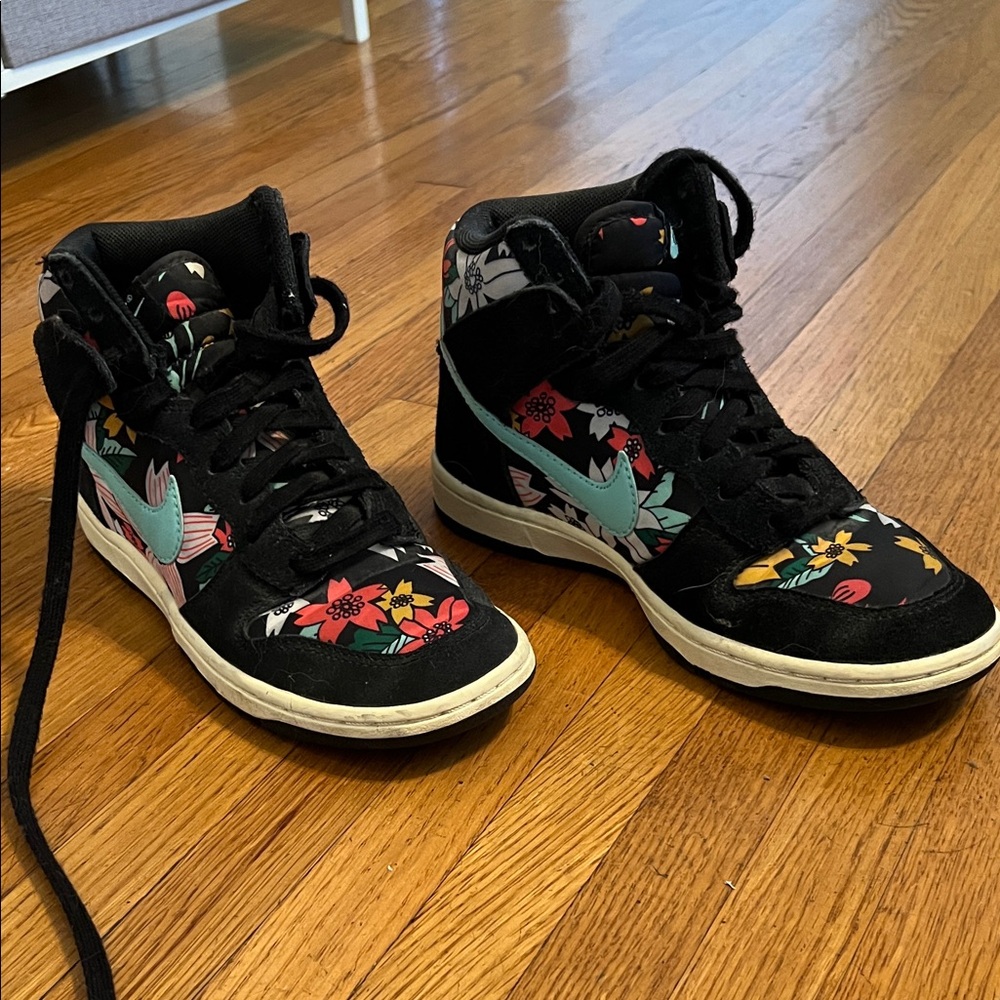 Nike Black Floral High-Top Sneakers
